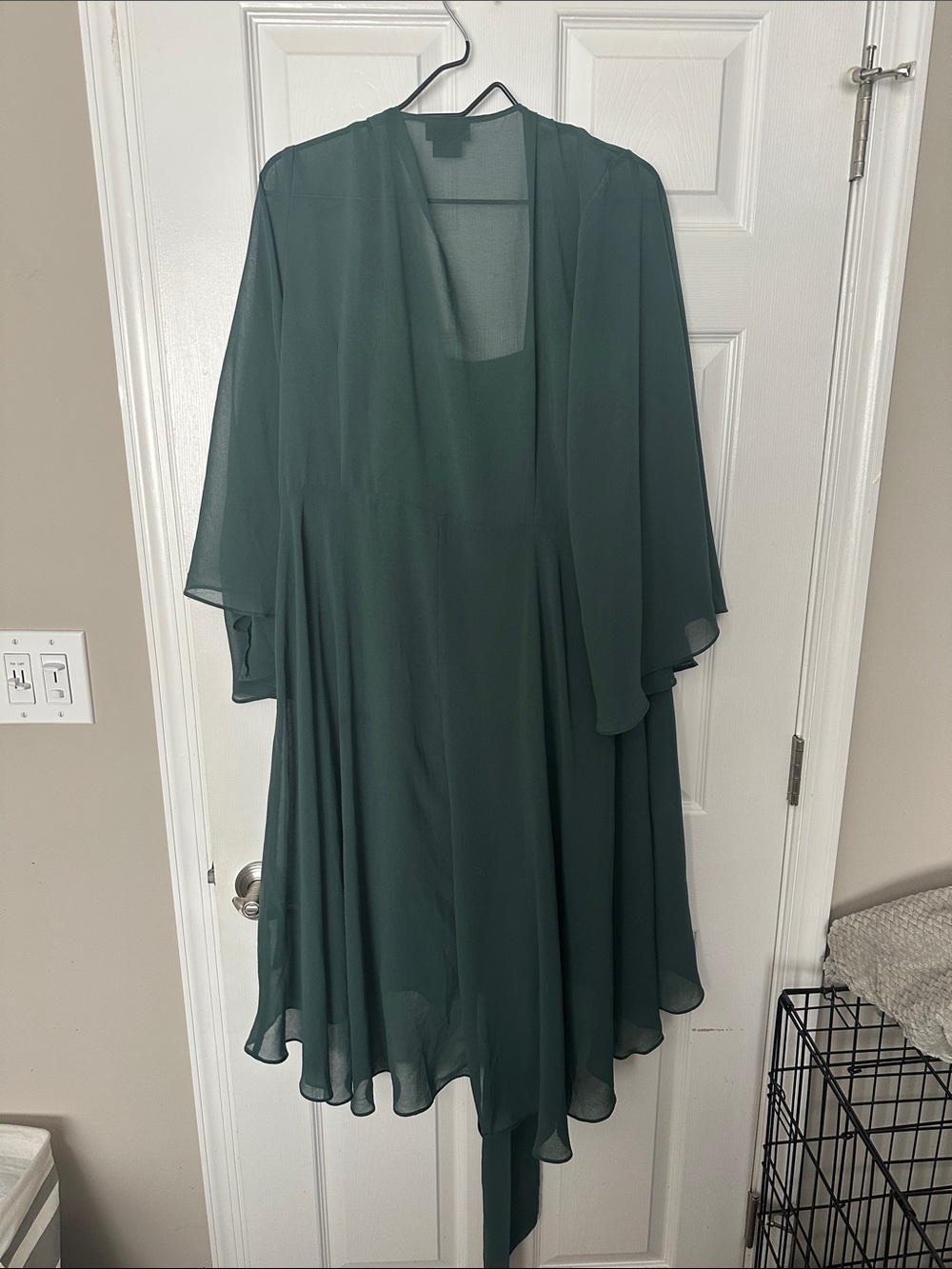 City Chic Forest Green Tie-Waist Chiffon Dress - Picture 2 of 3
